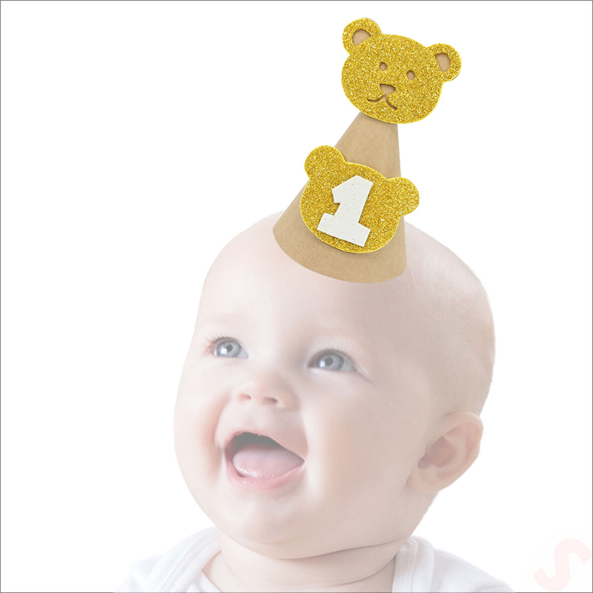 1 Yaş Kraft Külah Şapka - Altın