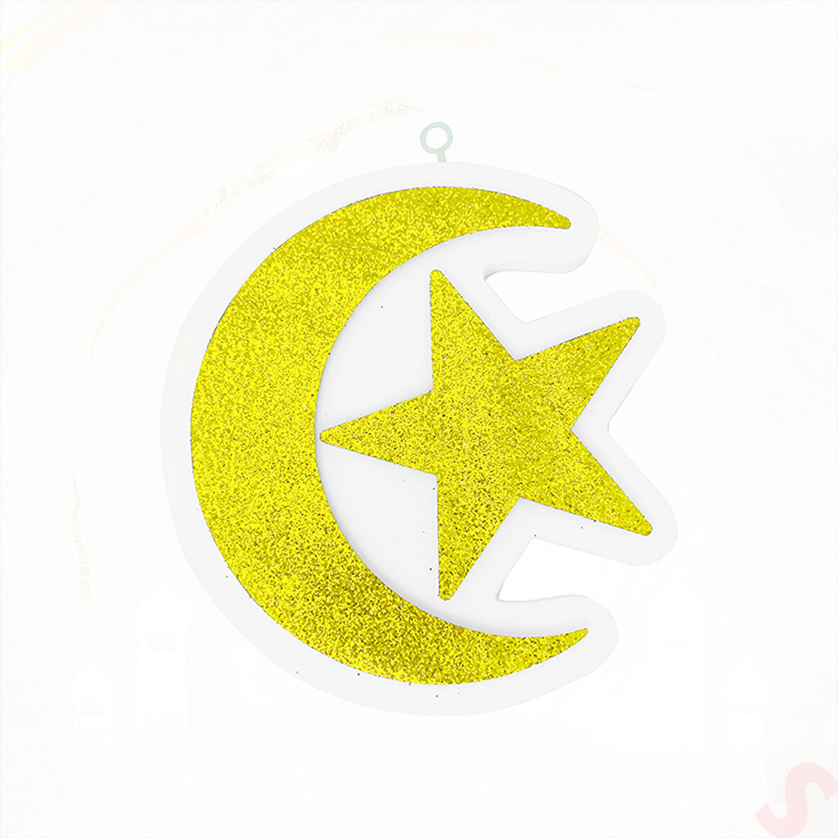 Ramazan Ay Yıldız Strafor SüS, 24cm x 22cm - Altın