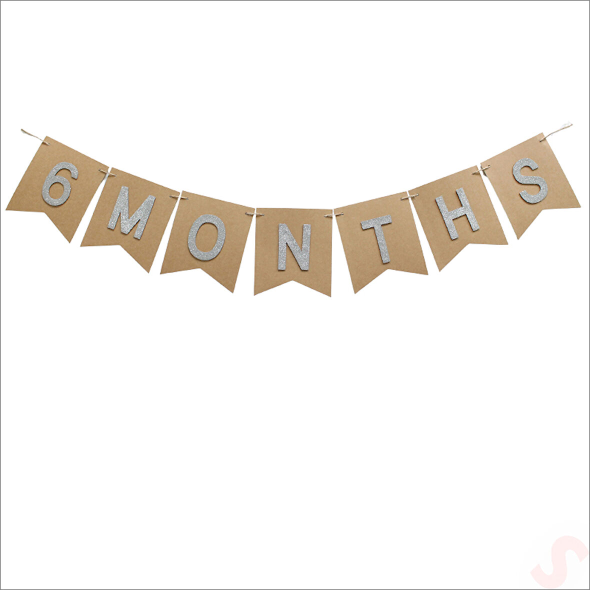 6 Months Simli Evalı Kraft Banner, 110cm x 17cm - Gümüş