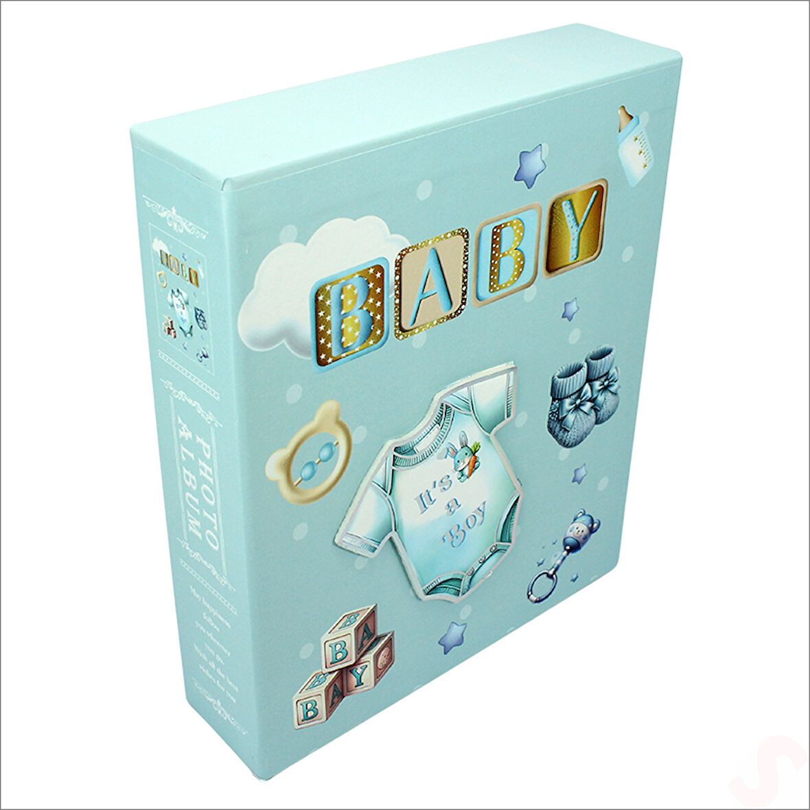 Bebek Fotoğraf Albümü Kutulu, 80 Resimlik - Mavi Tulum
