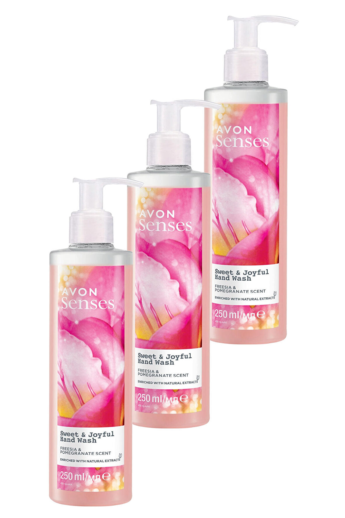 Avon Senses Sweat & Joyful Frezya ve Nar Kokulu Sıvı El Sabunu 250 Ml. Üçlü Set