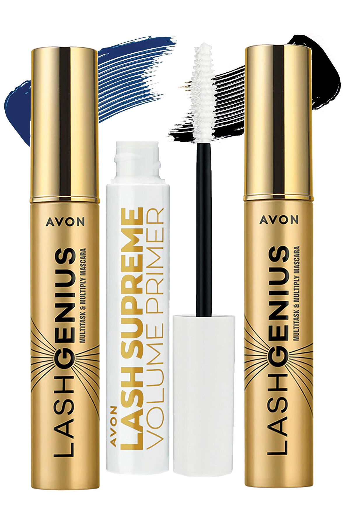 Avon True Lash Genius 5 Etkili Mavi Siyah Maskara ve Maskara Bazı Paketi