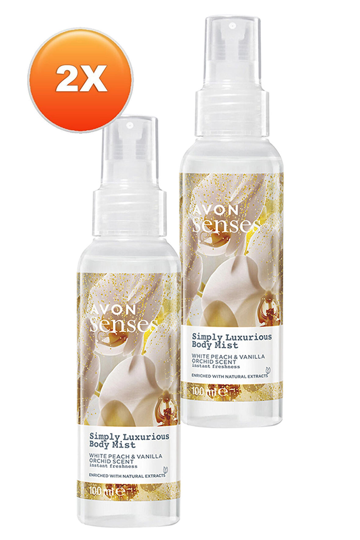 Avon Simply Luxurious Beyaz Şeftali ve Vanilya Orkide Kokulu Vücut Spreyi 100 Ml. İkili Set