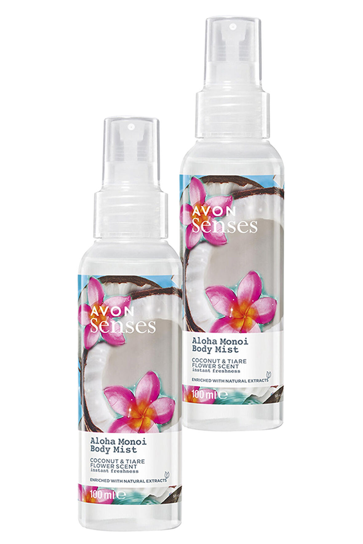 Avon Aloha Monoi Hindistan Cevizi ve Taç Çiçeği Kokulu Vücut Spreyi 100 Ml. İkili Set