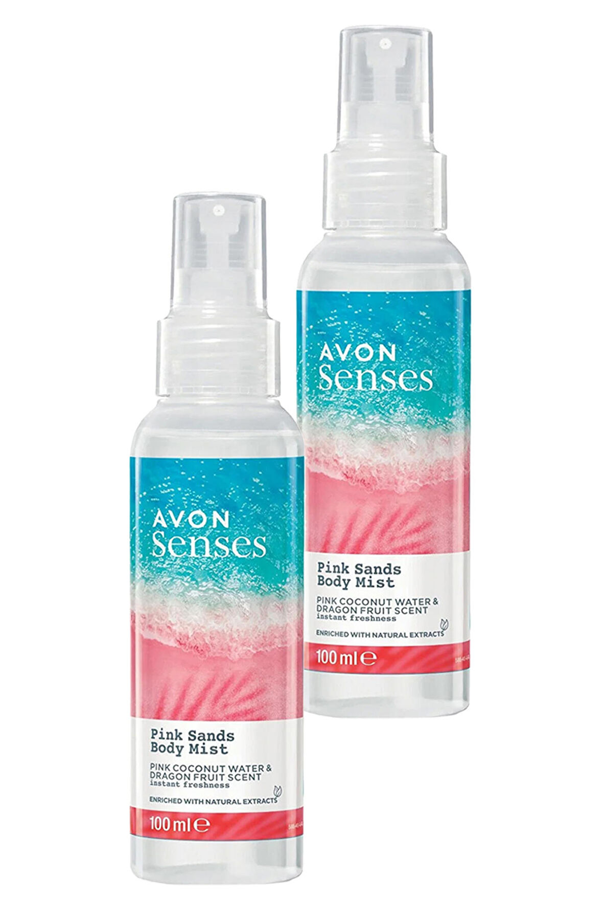Avon Senses Pink Sands Hindistan Cevizi Suyu ve Ejder Meyvesi Kokulu Vücut Spreyi 100 Ml. İkili Set