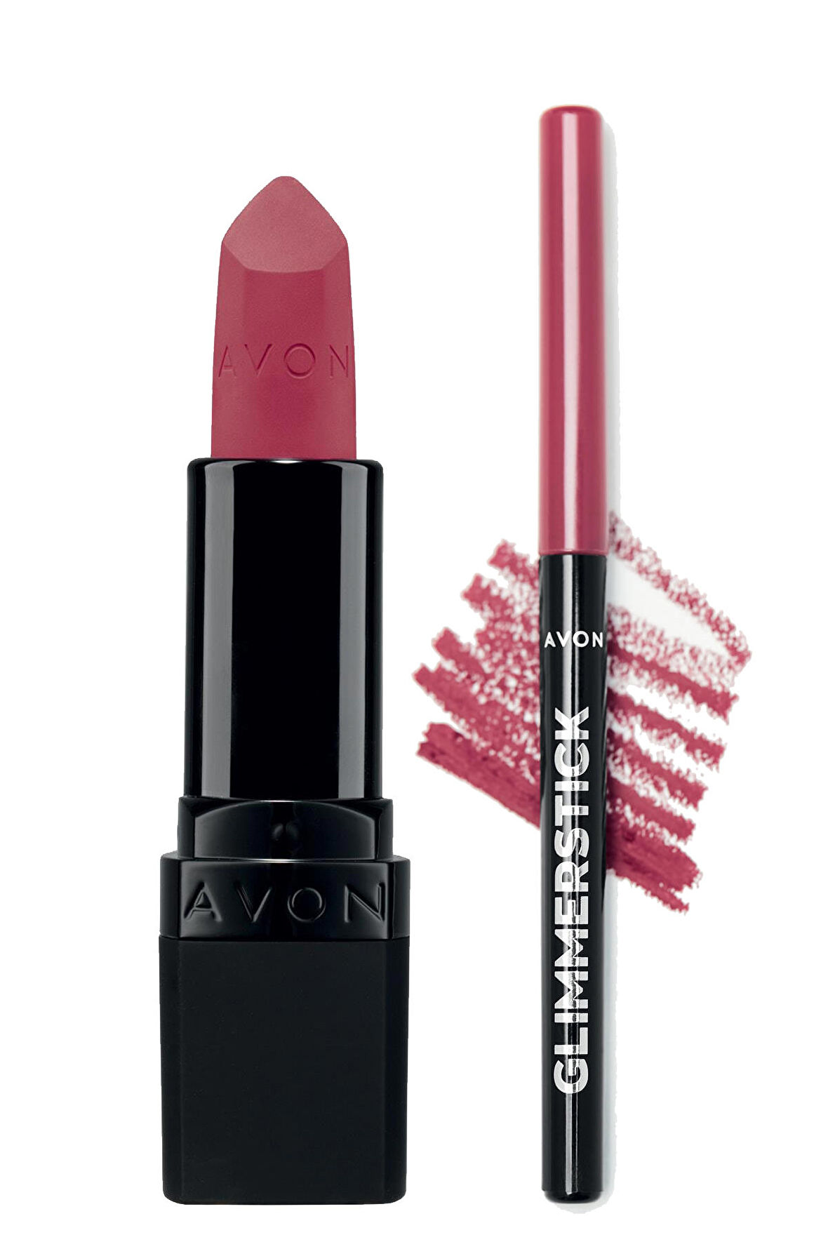 Avon Ultra Mat Ruj Mauve Matters ve Glimmerstick Dudak Kalemi Pink Bouquet Paketi