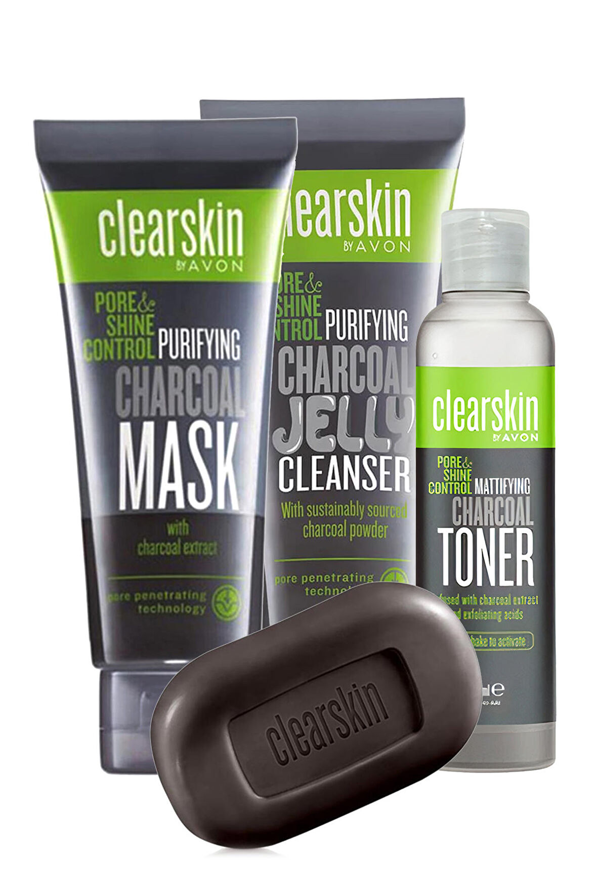 Avon Clearskin Kömür Özlü Tonik, Maske, Sabun ve Jel Temizleyici Paketi