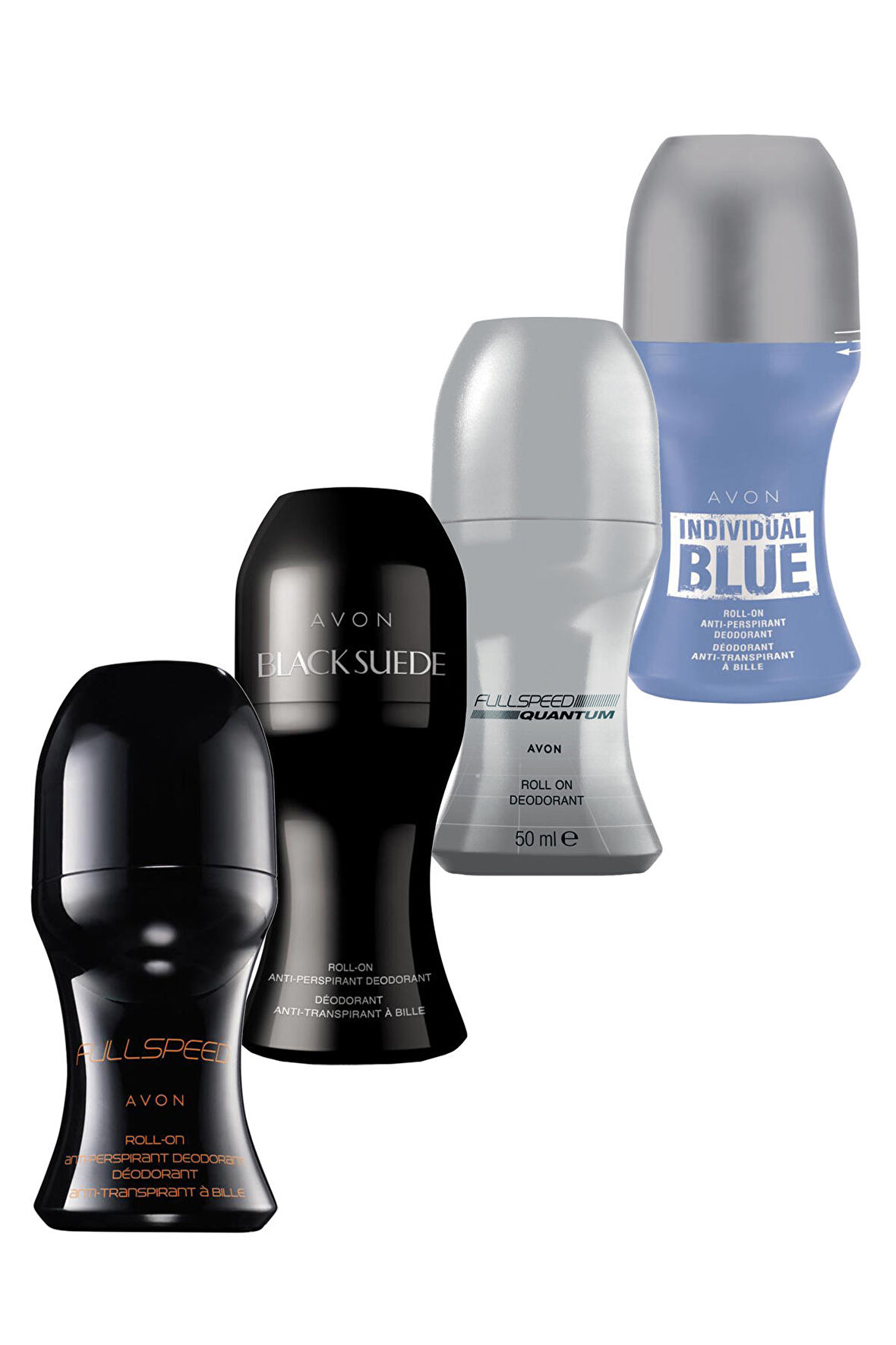 Avon Full Speed, Full Speed Quantum, Individual Blue ve Black Suede Erkek Rollon Paketi