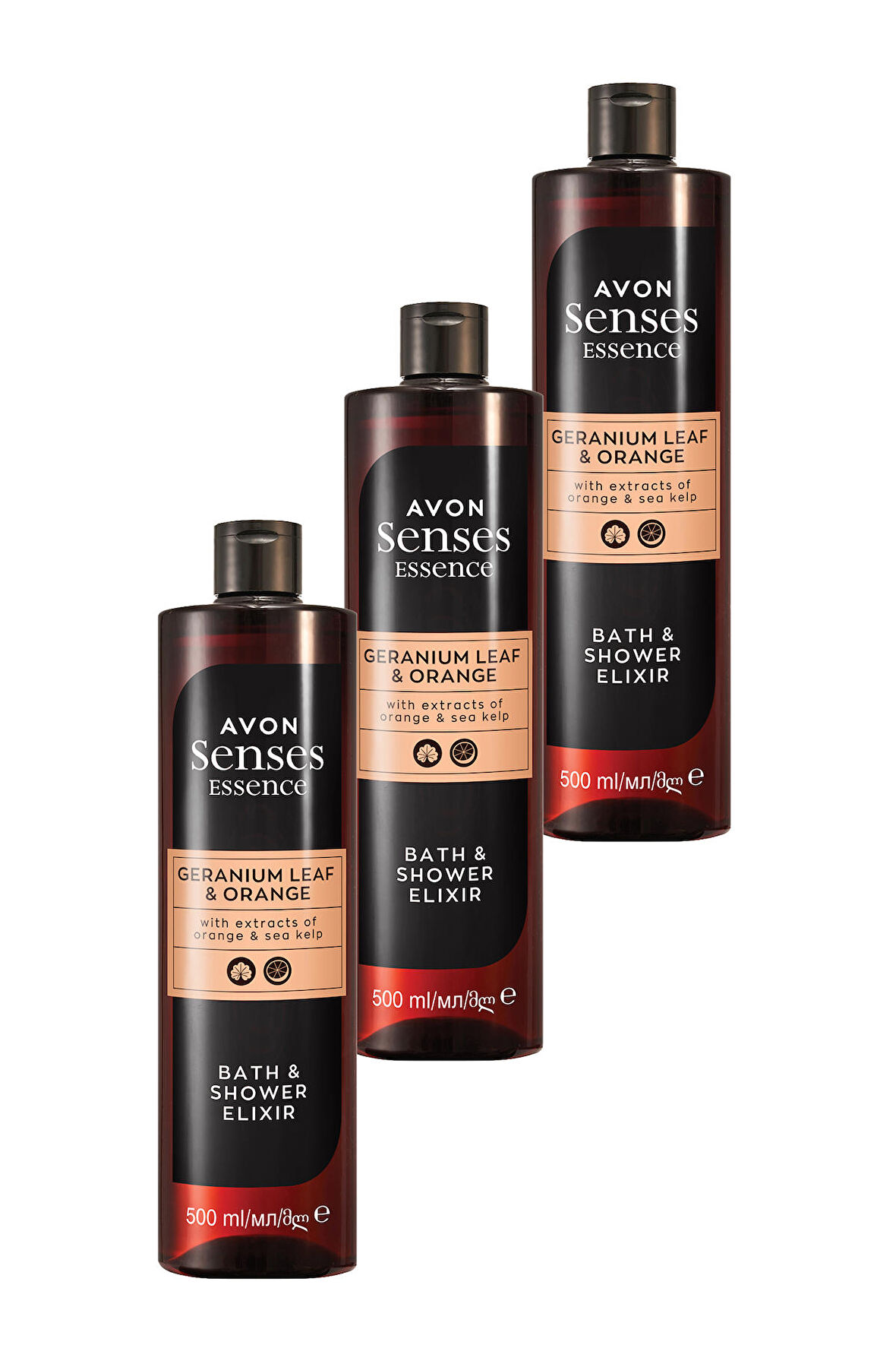 Avon Senses Essence Sardunya Yaprağı ve Partakal Kokulu Duş Jeli 500 Ml. Üçlü Set