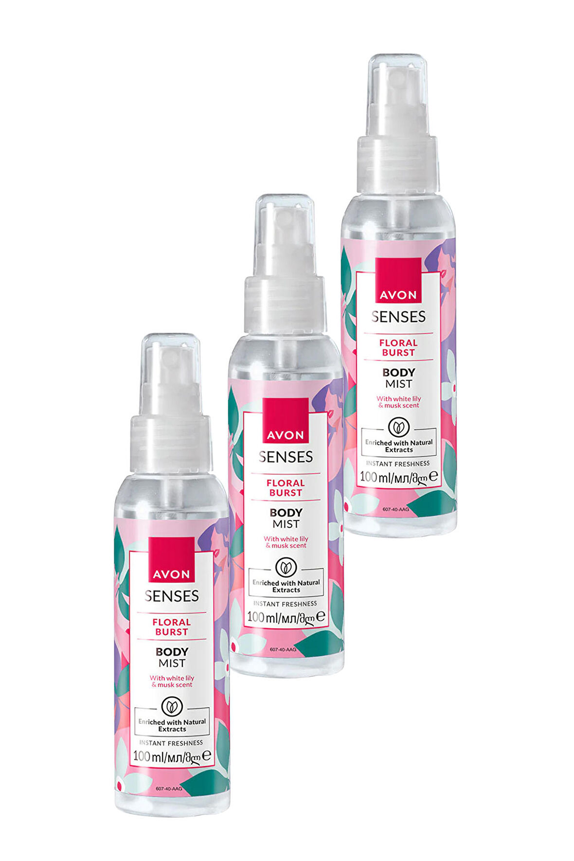 Avon Senses Floral Burst Zambak ve Misk Kokulu Vücut Spreyi 100 Ml. Üçlü Set