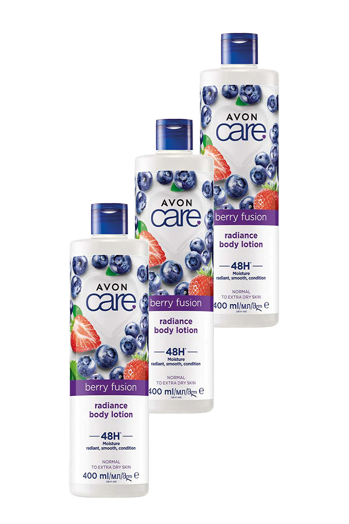 Avon Care Yaban Mersini ve Çilek Özlü El, Yüz ve Vücut Kremi 400 Ml. Üçlü Set