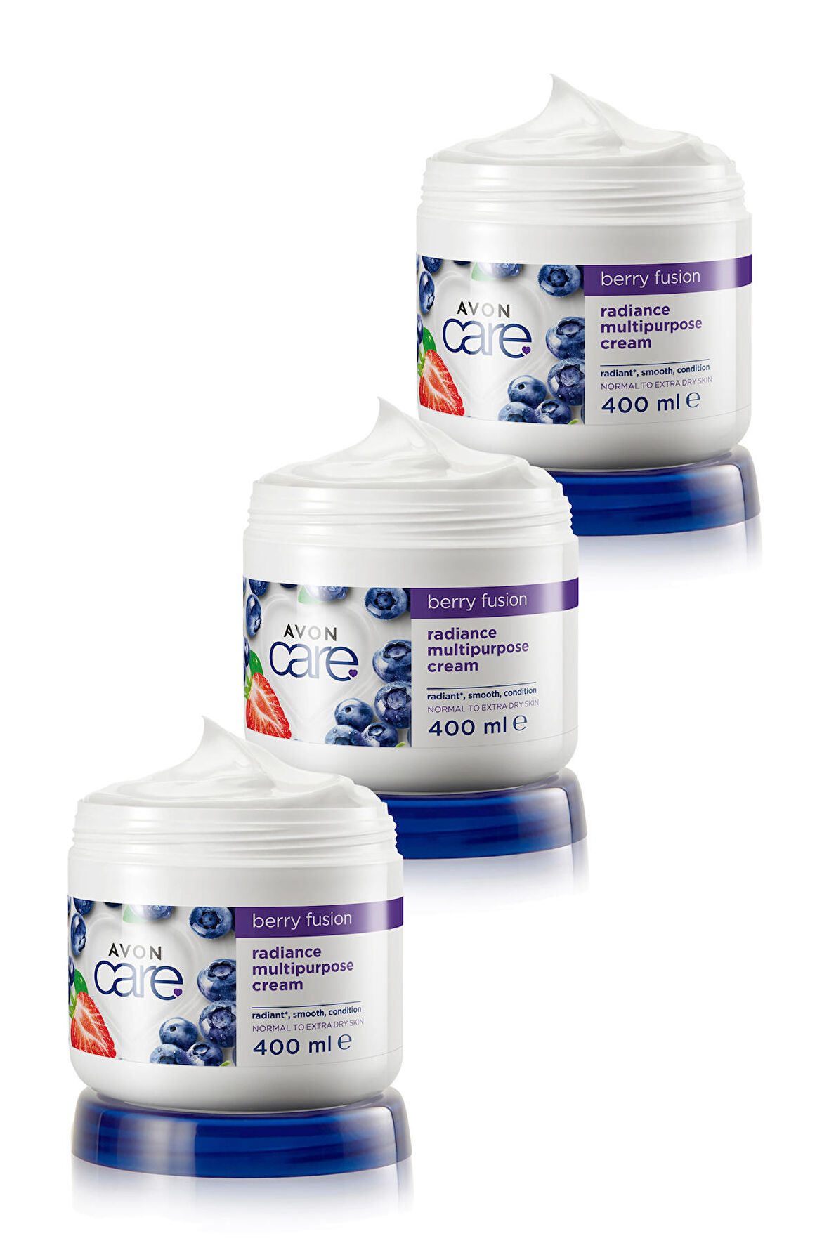 Avon Care Yaban Mersini ve Çilek Özlü El, Yüz ve Vücut Kremi - 400ml Üçlü Set