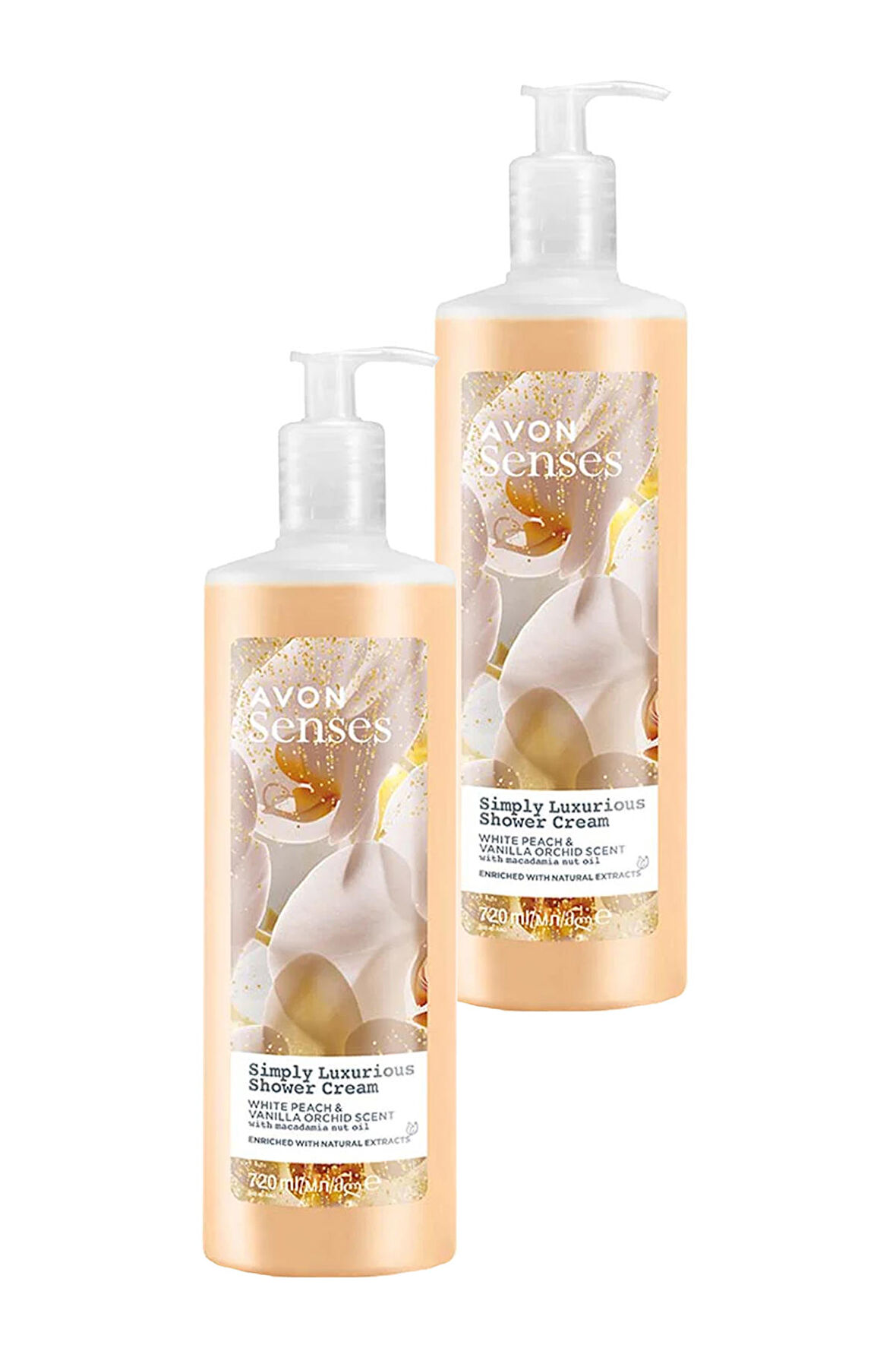 Avon Simply Luxurious Beyaz Şeftali ve Vanilya Orkide Kokulu Duş Kremi 720 Ml. İkili Set