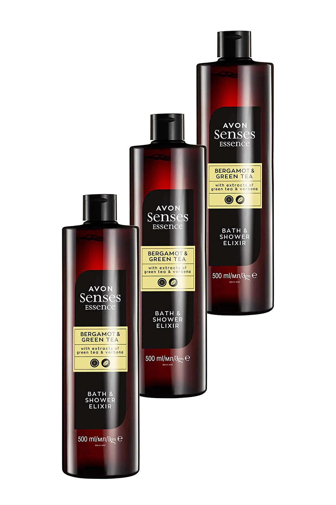 Avon Senses Essence Bergamot ve Yeşil Çay Kokulu Banyo Duş Jeli 500 Ml. Üçlü Set