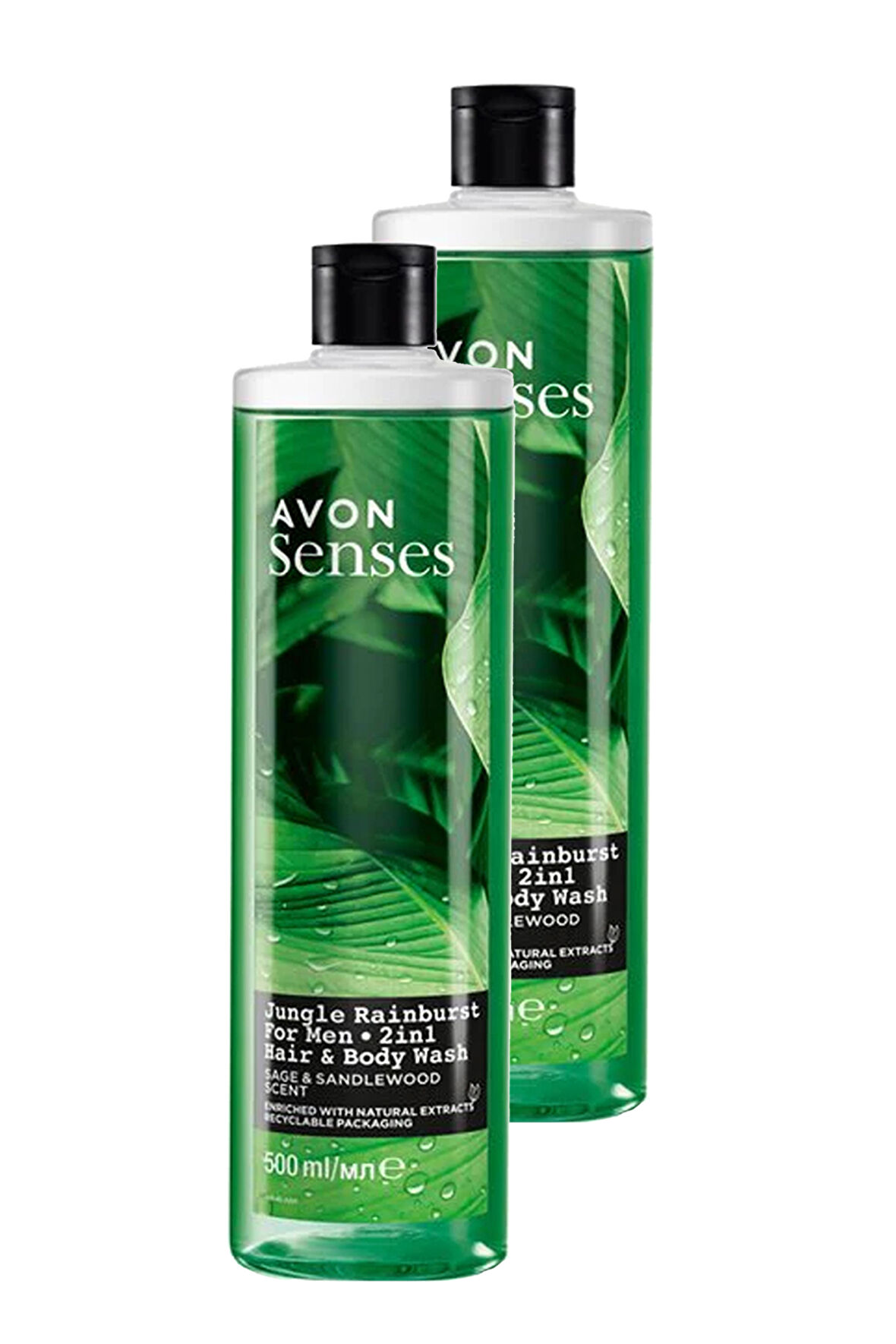 Senses Adaçayı ve Sandal Ağacı Kokulu Erkek Saç ve Vücut Şampuanı 500 Ml. İkili Set