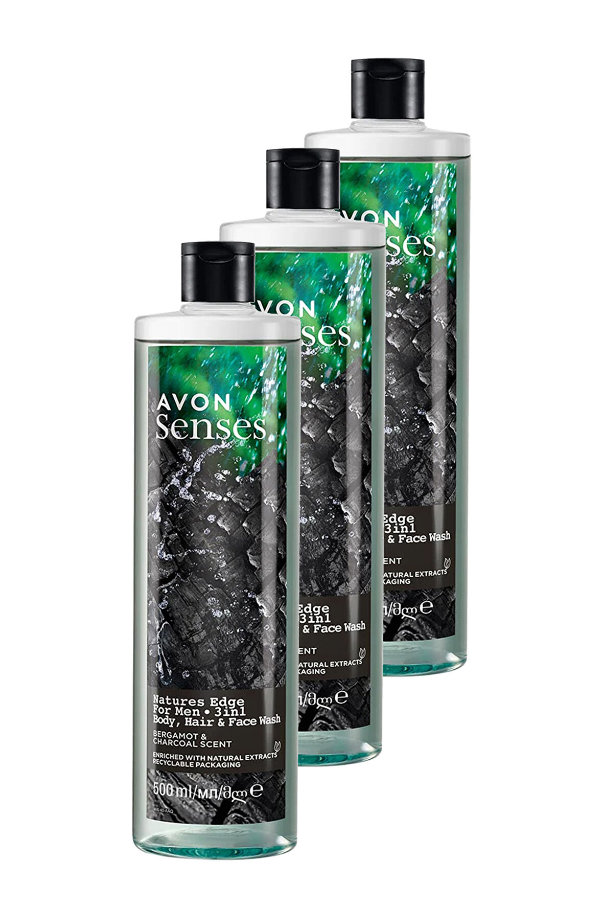 Senses Natures Edge Erkekler için Saç Vücut ve Yüz Yıkama 500 Ml. Üçlü Set