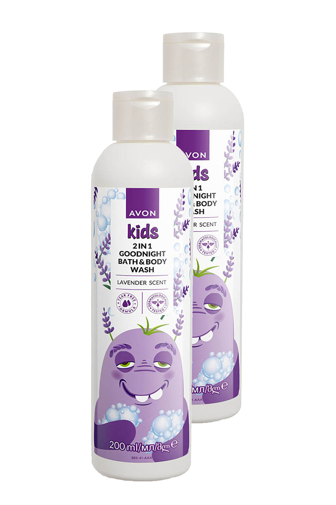 Kids 2 si 1 Arada Çocuklar İçin Lavanta Kokulu Banyo ve Vücut Yıkama 200 Ml. İkili Set