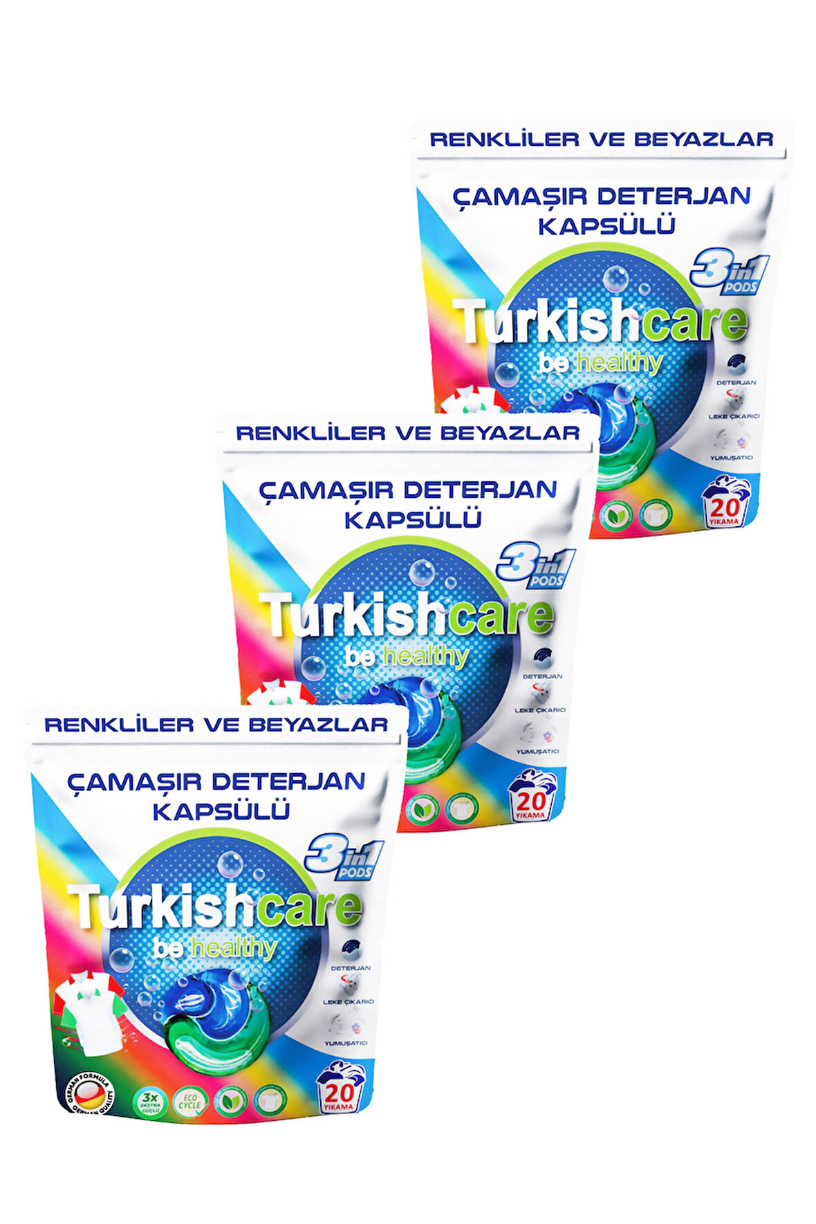 Hepsi Bir Arada Renkli ve Beyazlar İçin Çamaşır Deterjan Kapsülü Pods 20 x 3 60 Yıkama