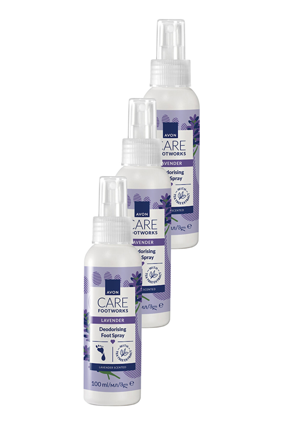 Footworks Lavanta Özlü Koku Önleyici Ayak Spreyi 100ml Üçlü Paket