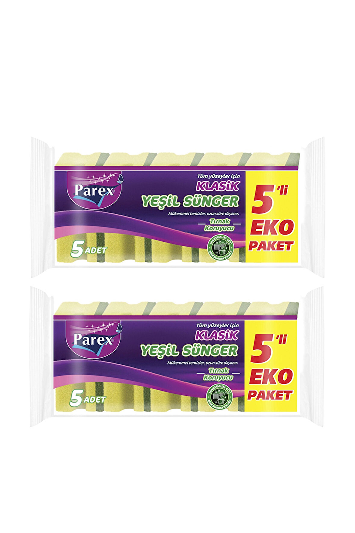 Klasik Yeşil Sünger Oluklu 5'li Paket İkili Set