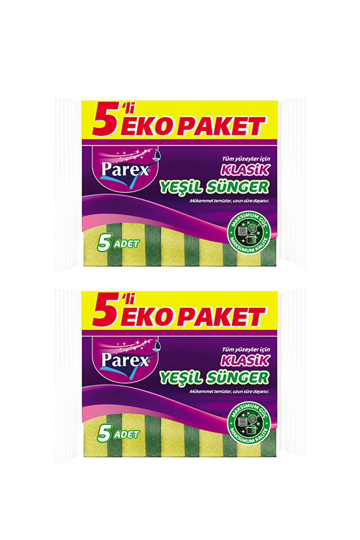 Klasik Yeşil Sünger Düz 5'li Paket İkili Set