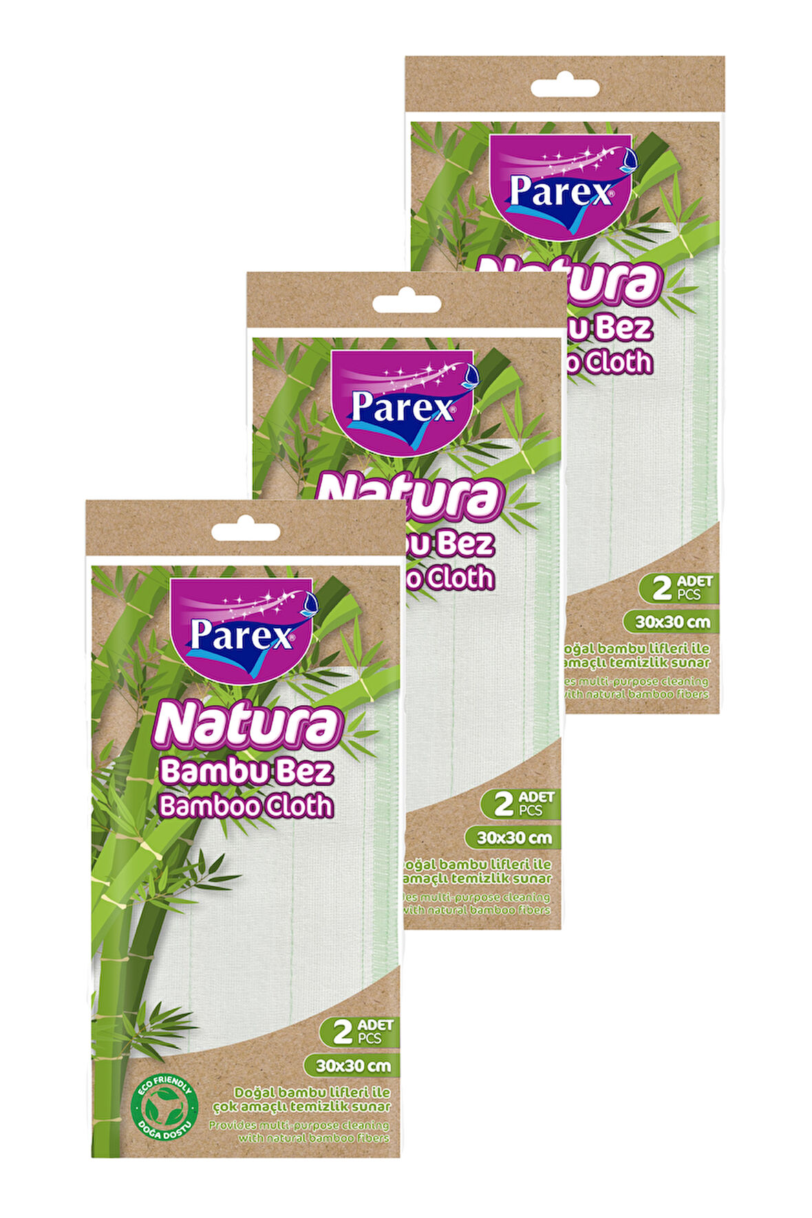Natura Bambu Bez 2'li Paket 30 x 30 cm Üçlü Set