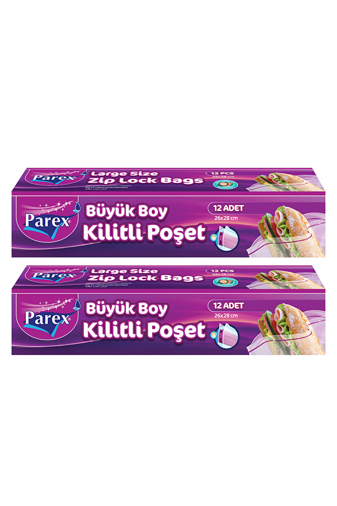 Kilitli Buzdolabı Poşet Büyük Boy 12'li 26 x 28 cm İkili Set