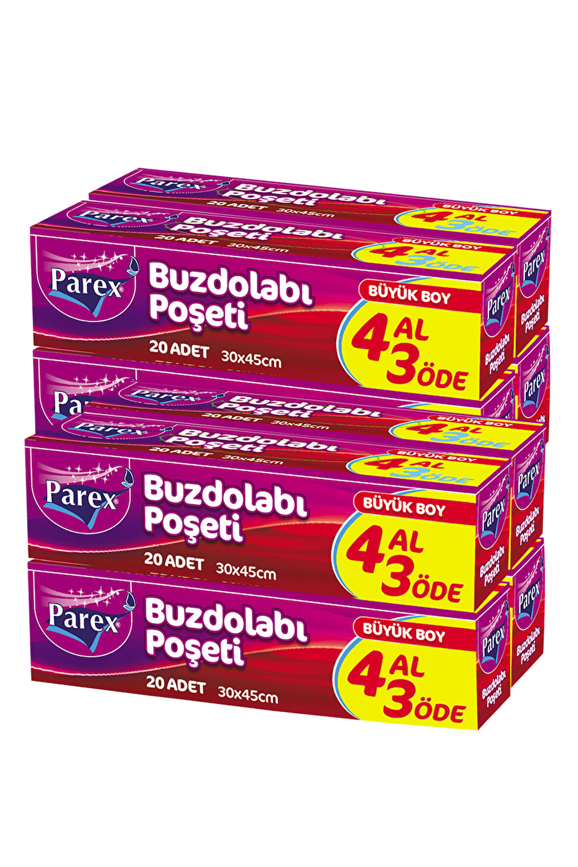 Buzdolabı Poşeti Büyük Boy 4 Al 3 Öde (4*20) 30 x 45 cm İkili Set