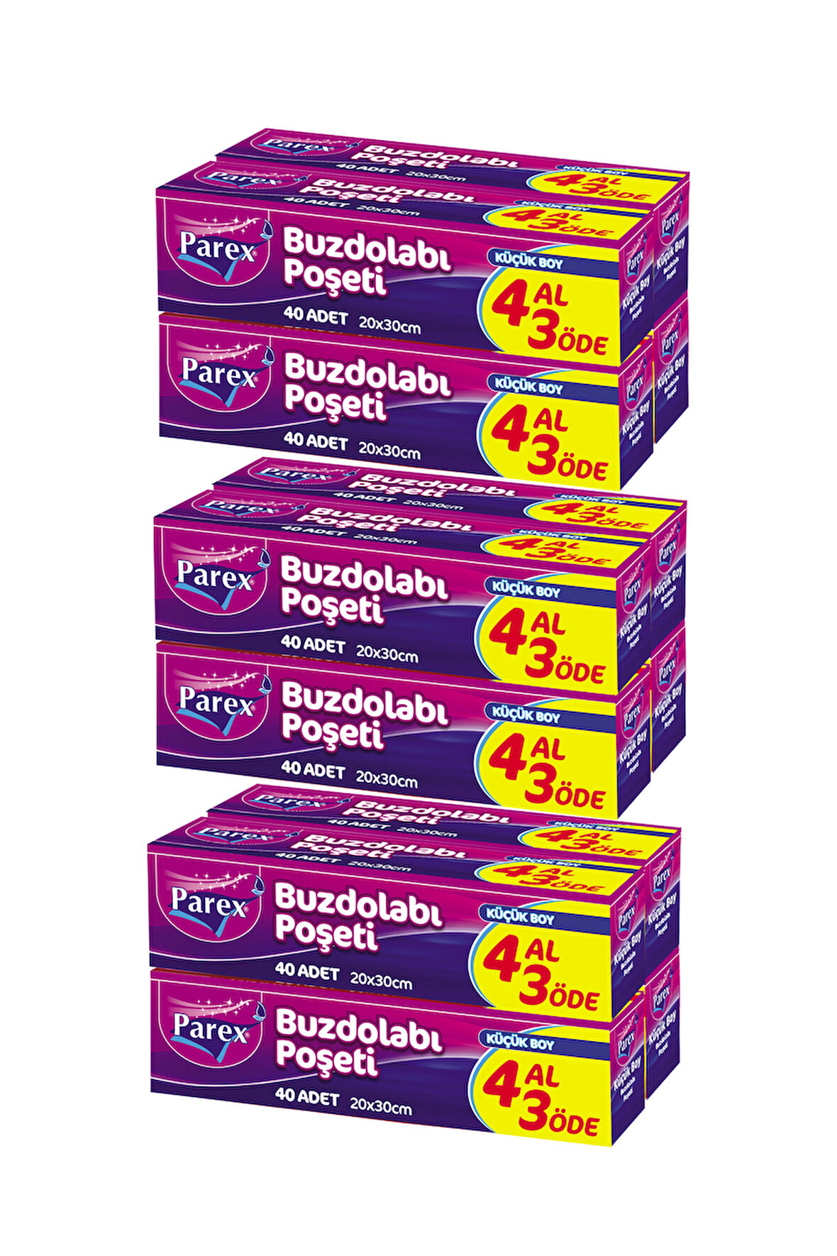 Buzdolabı Poşeti Küçük Boy 4 Al 3 Öde (4*40) 20 x 30 cm Üçlü Set