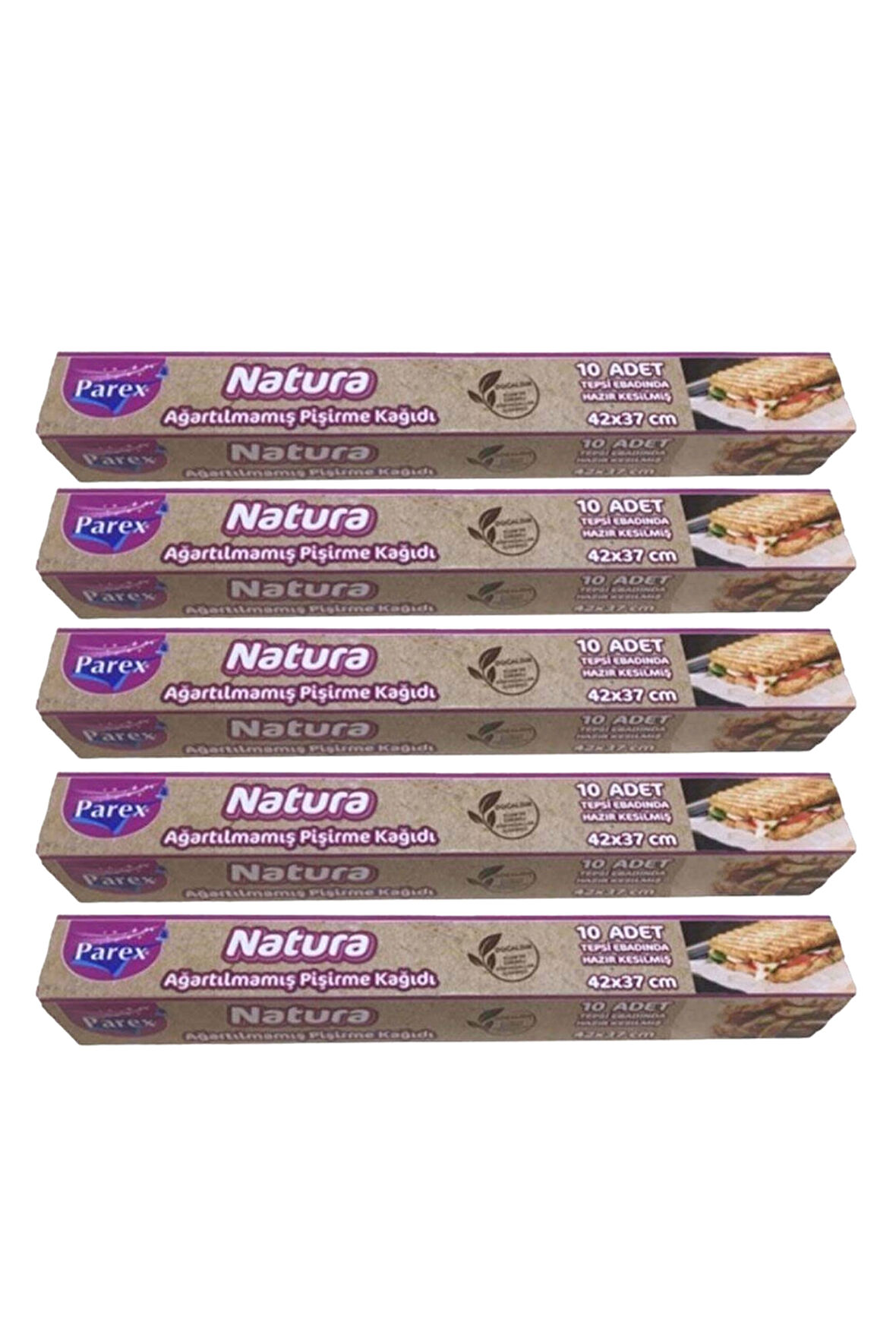 Natura Ağartılmamış Hazır Kesilmiş Pişirme Kağıdı 10’lu 5 Paket