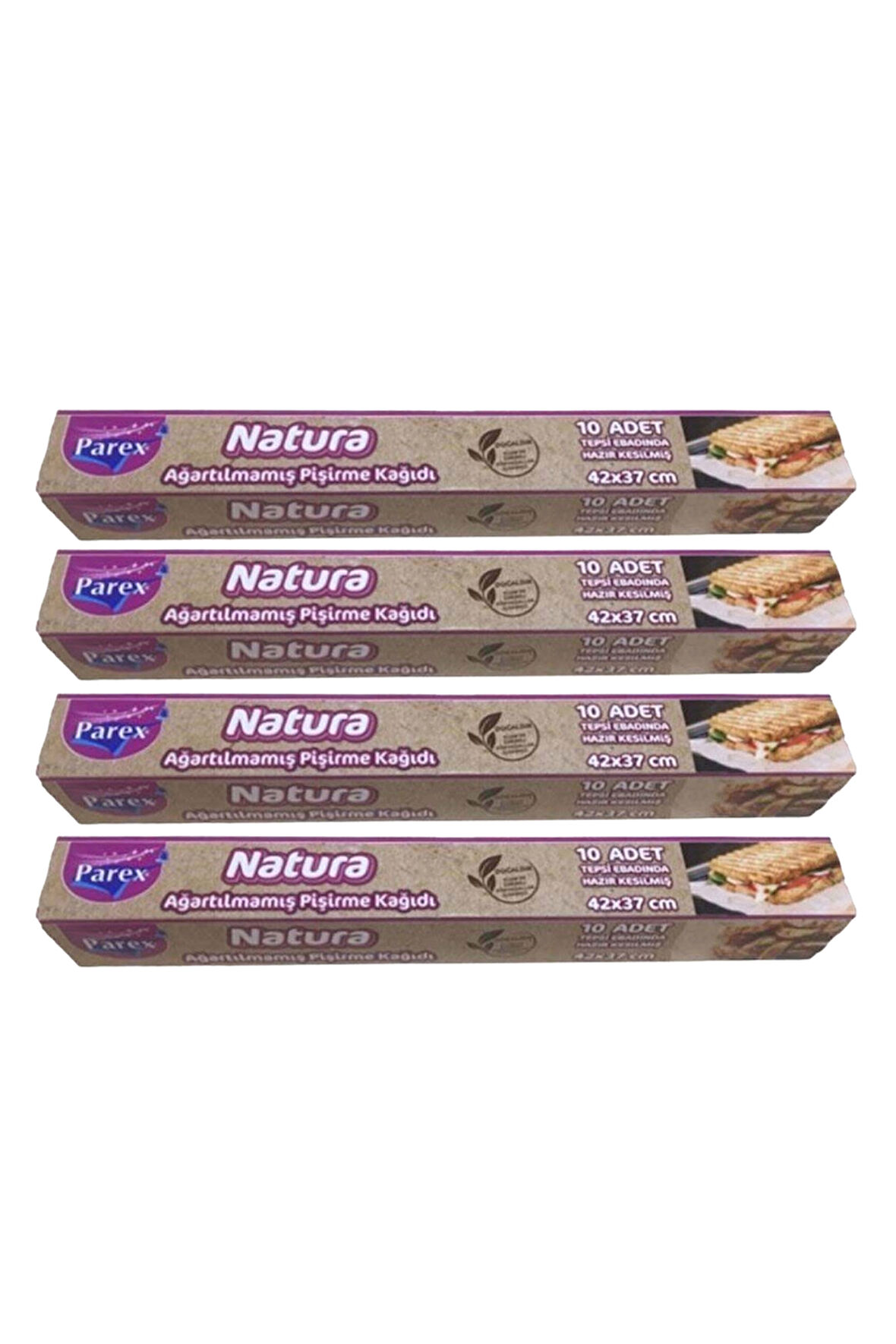 Natura Ağartılmamış Hazır Kesilmiş Pişirme Kağıdı 10’lu 4 Paket