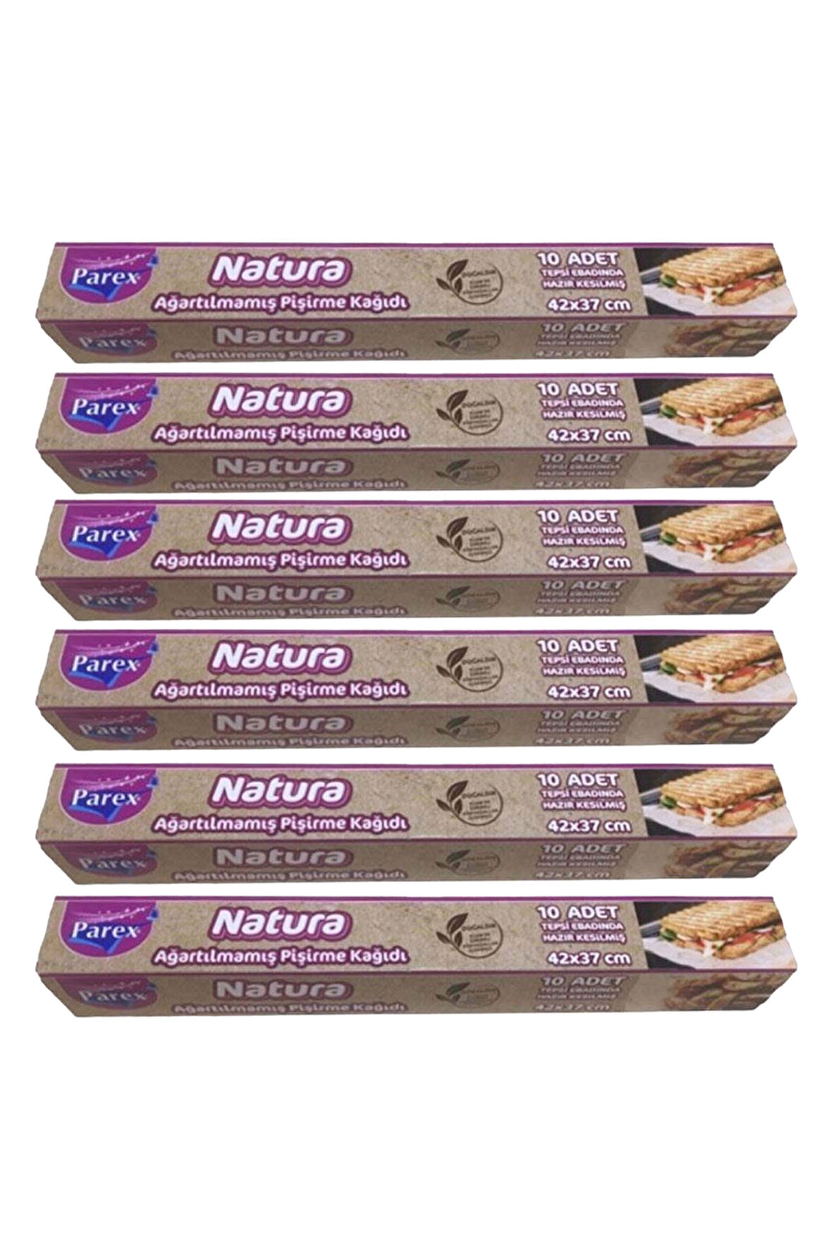 Natura Ağartılmamış Hazır Kesilmiş Pişirme Kağıdı 10’lu 6 Paket