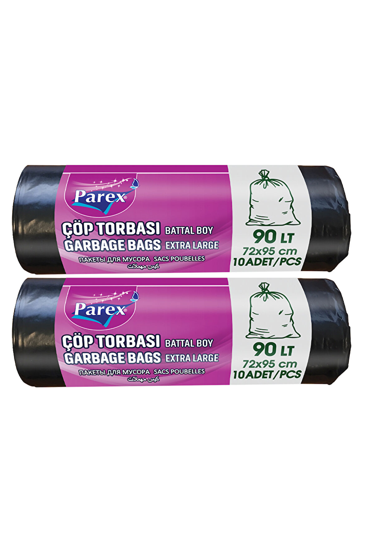 Professional 10'lu Çöp Torbası Battal Boy 72 x 95 cm İkili Paket