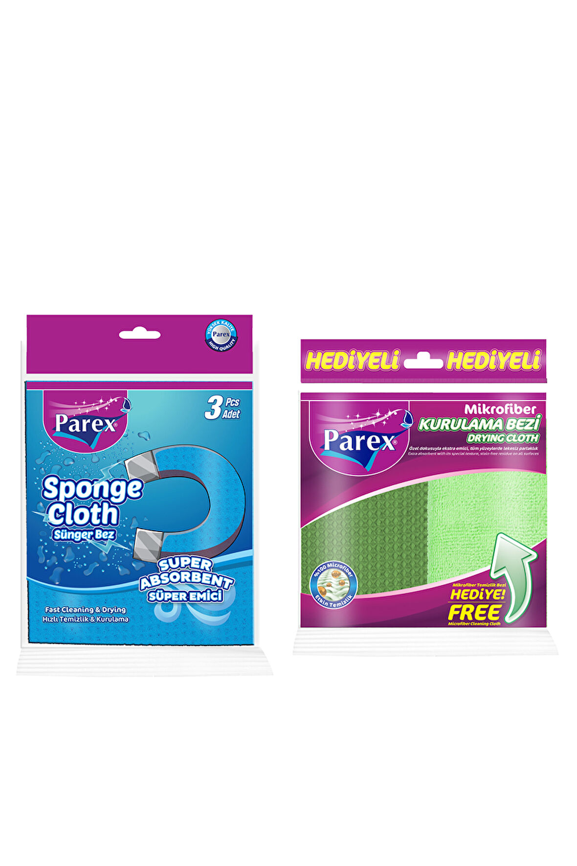 3'lü Sünger Bez ve Mikrofiber Kurulama Bez Paketi