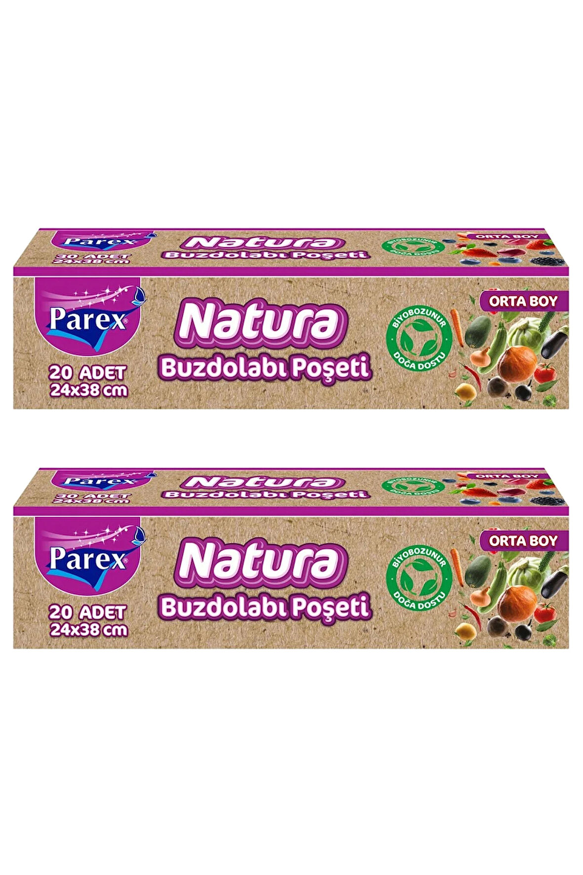 Natura Buzdolabı Poşeti Orta Boy 20’li  İkili Paket