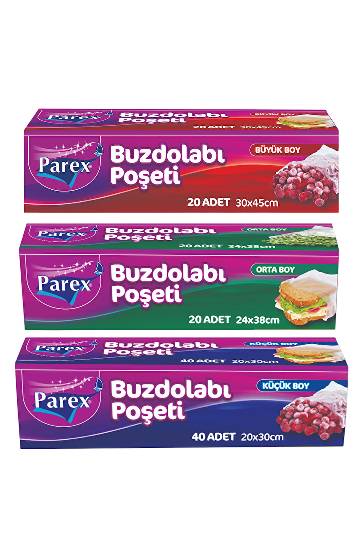 Buzdolabı Poşeti Büyük Orta ve Küçük Boy 3'lü Paket