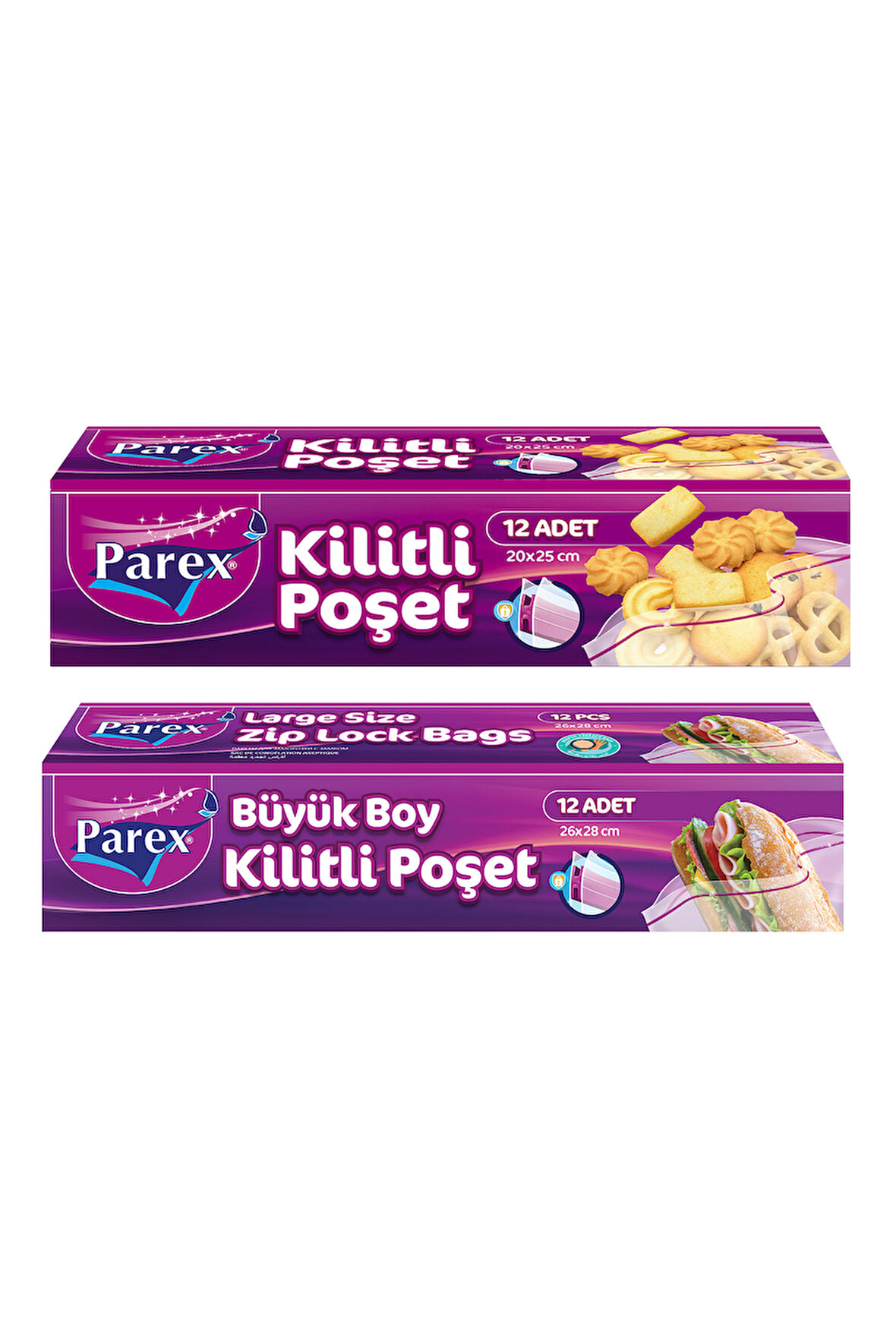 Kilitli Buzdolabı Poşet Büyük ve Küçük Boy 2'li Paket