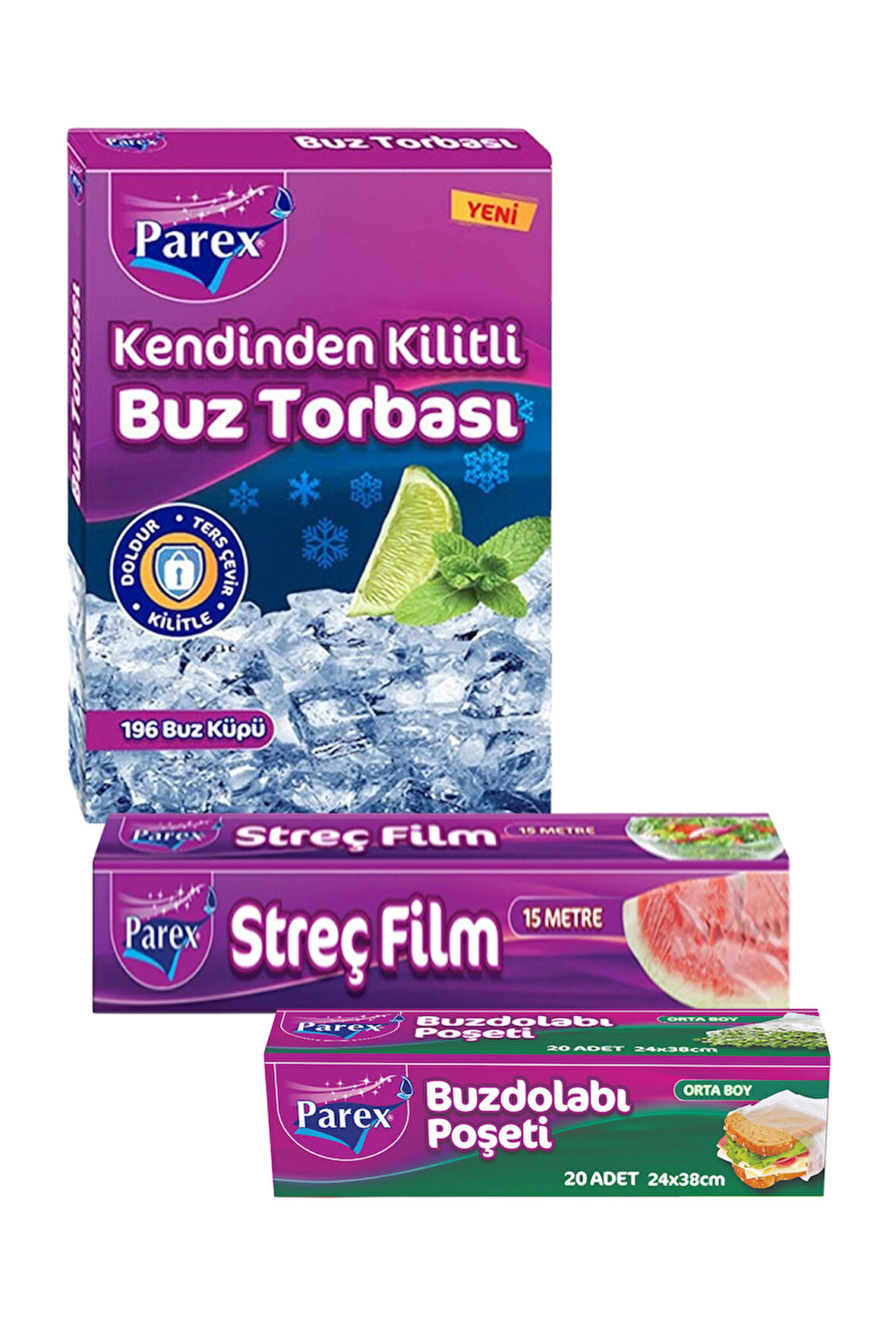 Kilitli Buz Torbası Buzdolabı Poşeti ve Streç Film Paketi