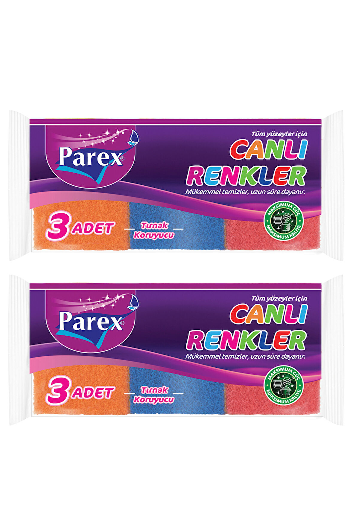 Canlı Renkler 3'lü Sünger Oluklu İkili Paket