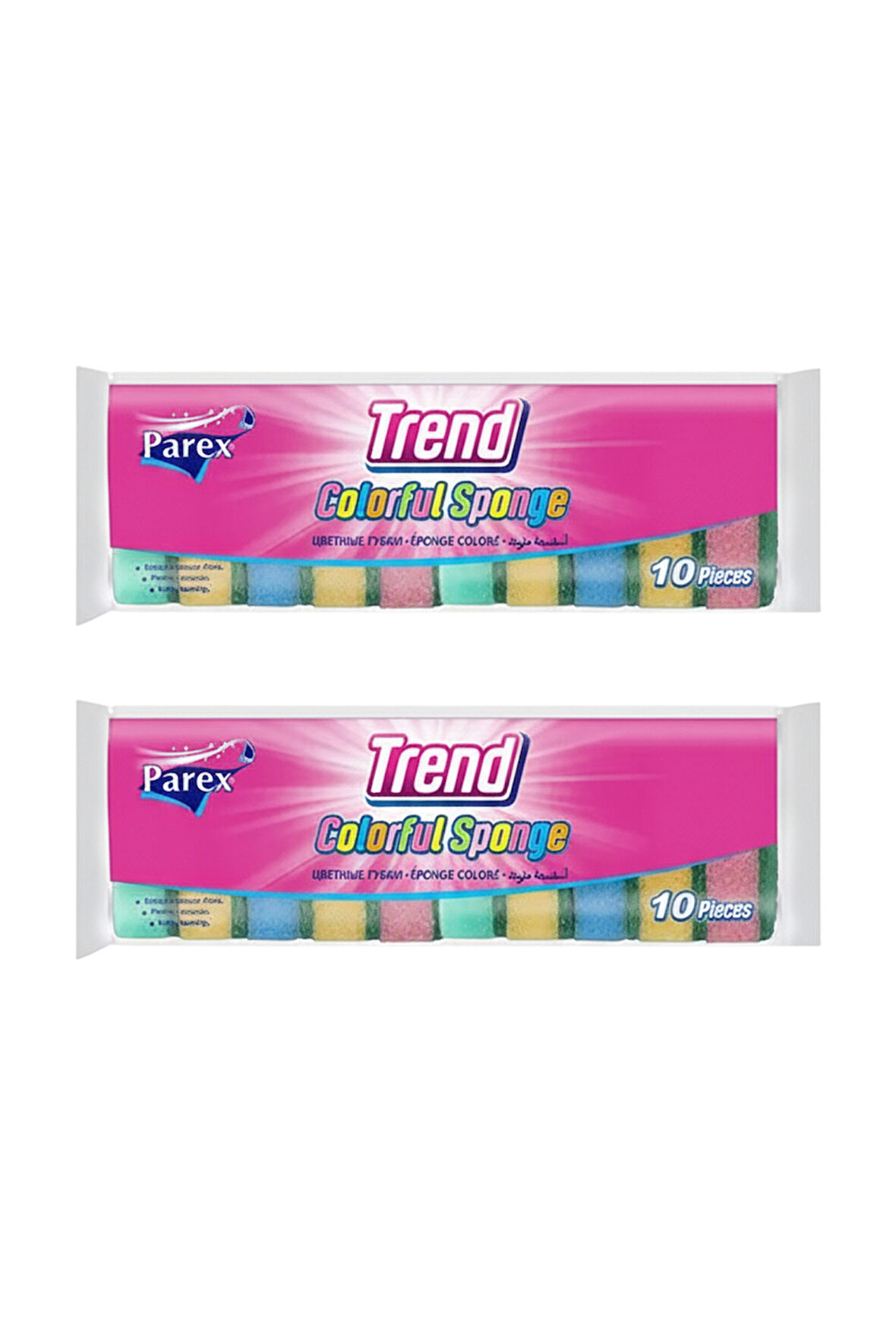 Trend 10'lu Rengarenk Düz Sünger İkili Paket