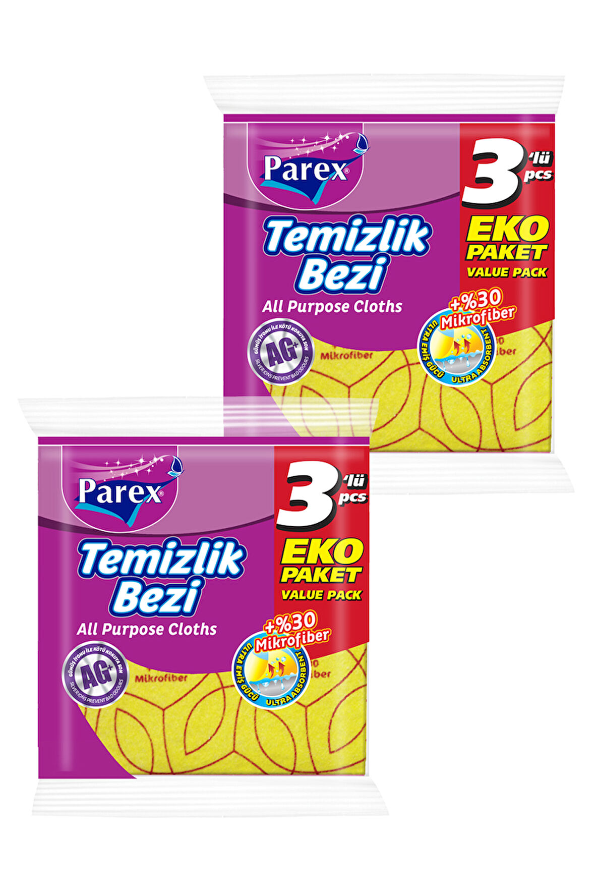 Yüzde 30 3'lü Mikrofiber Temizlik Bezi İkili Paket