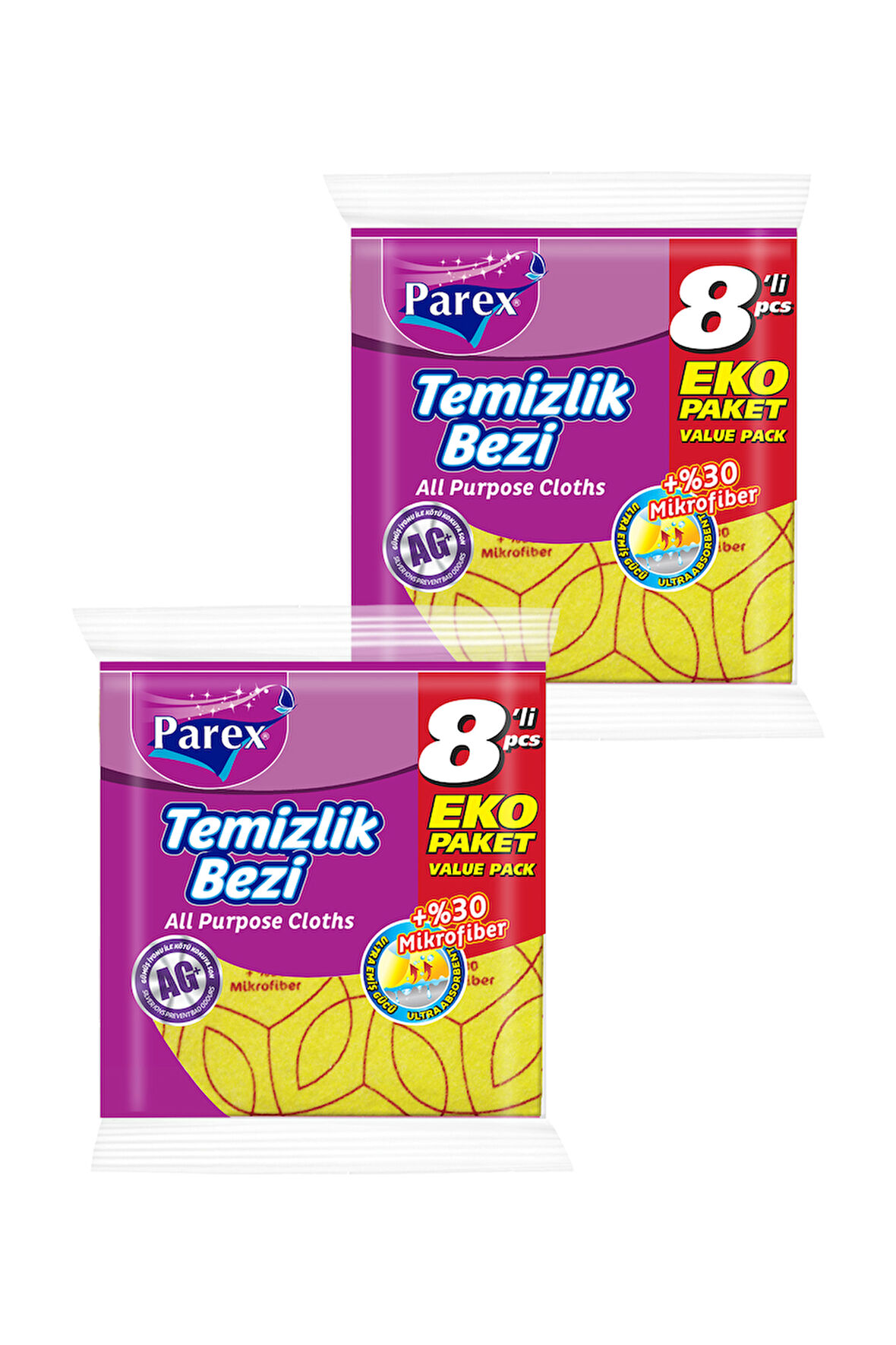 Yüzde 30 8'li Mikrofiber Temizlik Bezi İkili Paket