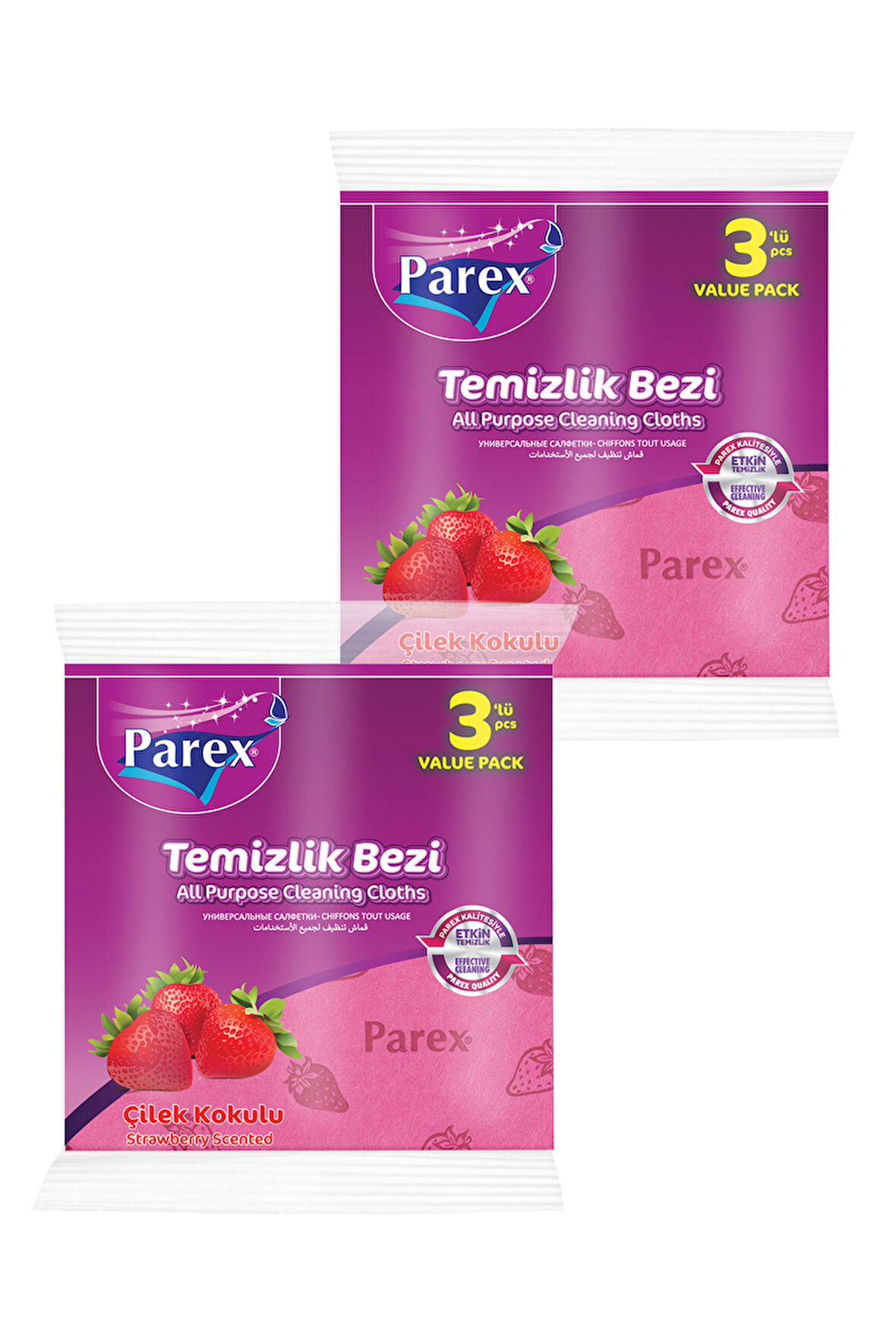 Çilek Kokulu 3'lü Temizlik Bezi İkili Paket