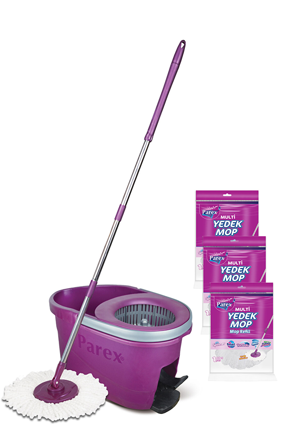 Thunderbolt Pedallı Otomatik Temizlik Seti ve 3'lü Yedek Mop