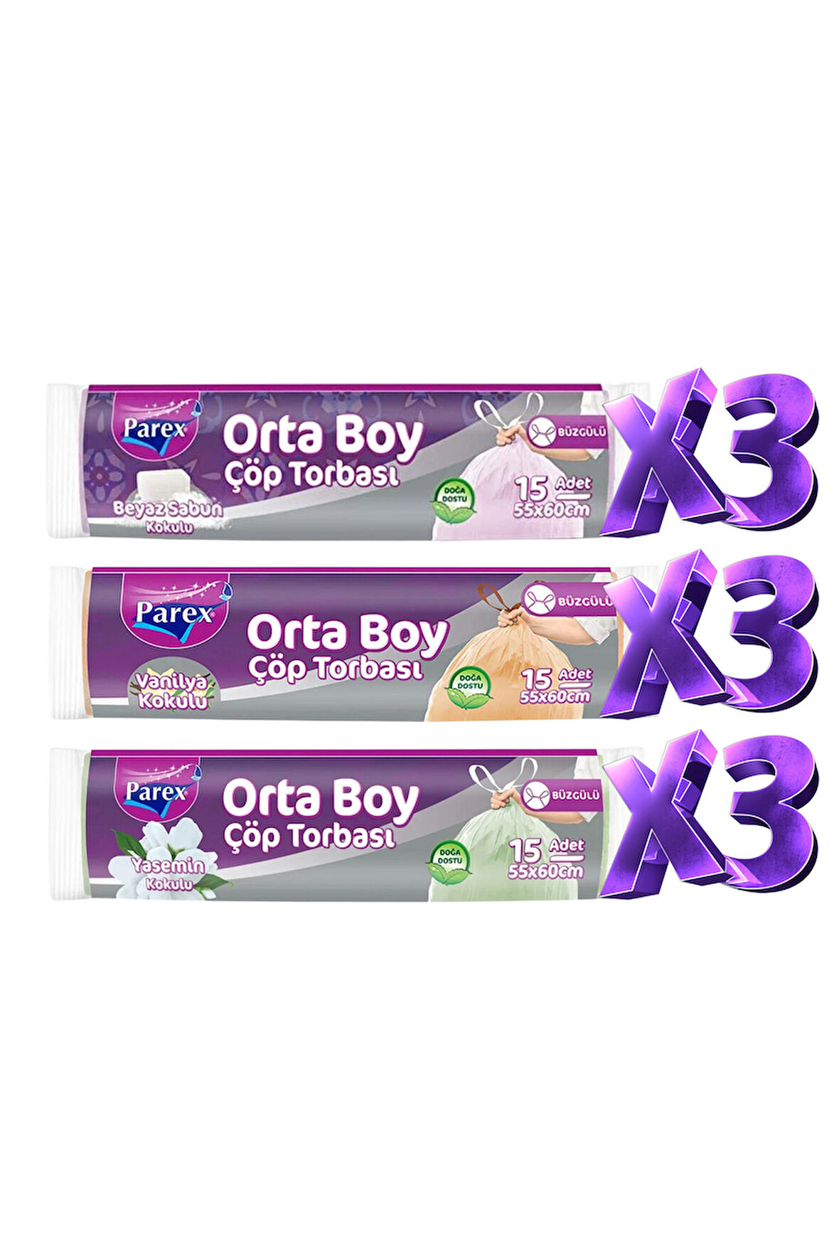 Orta Boy Büzgülü Kokulu 9 Adet Çöp Torbası Paketi