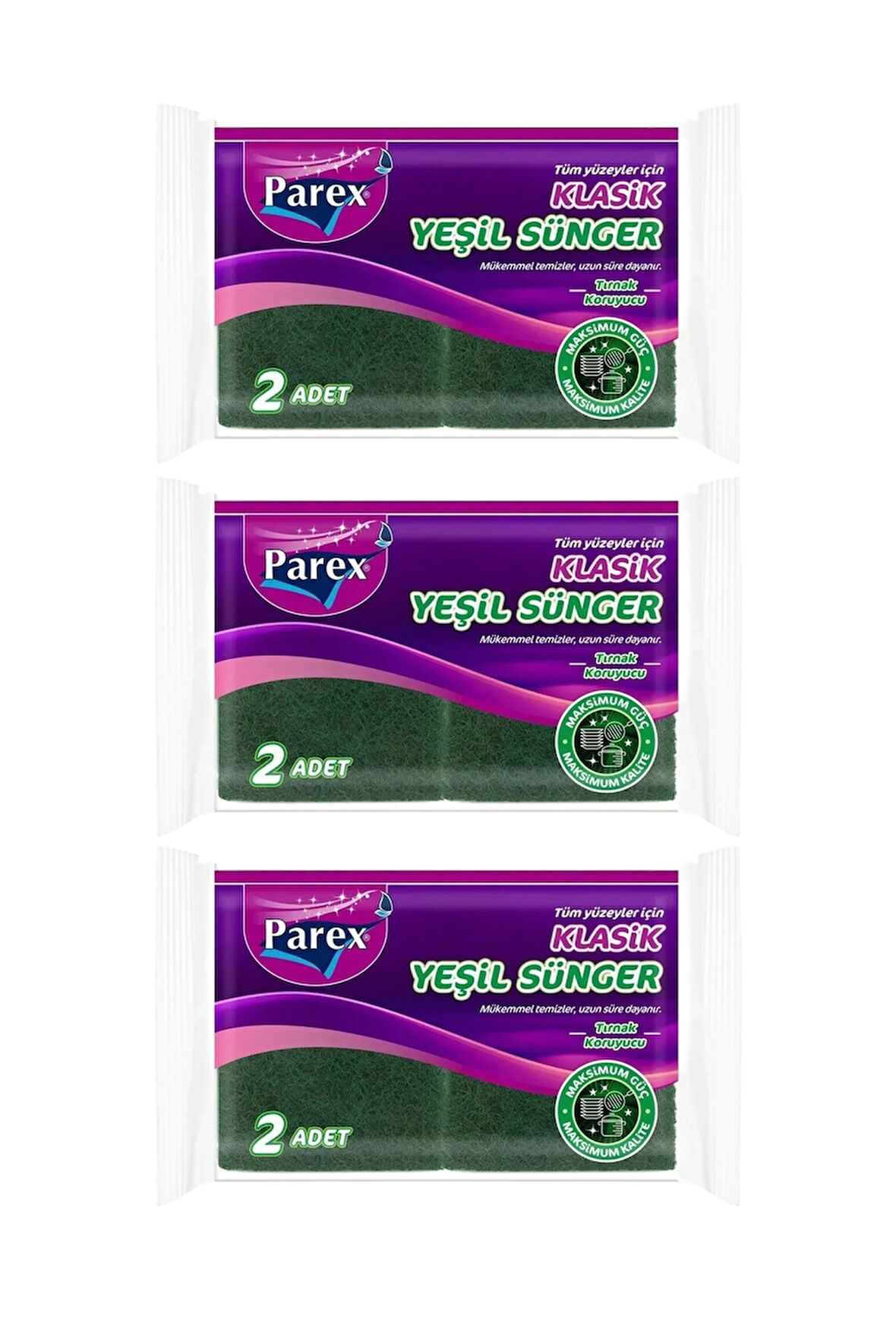 Klasik Yeşil Oluklu 2'li Sünger Üçlü Paket