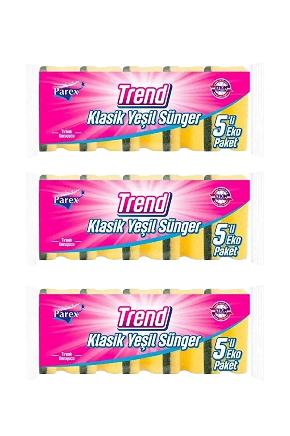 Trend Klasik Oluklu 5'li Sünger Üçlü Paket