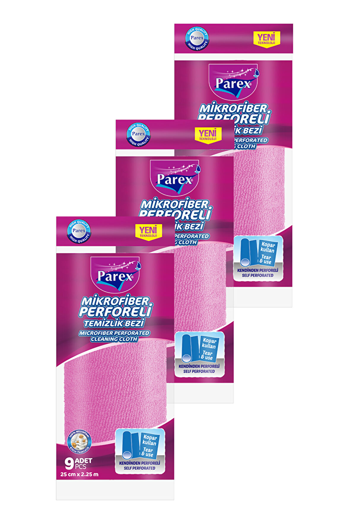 Mikrofiber Perforeli 9’lu Rulo Bez Üçlü Paket