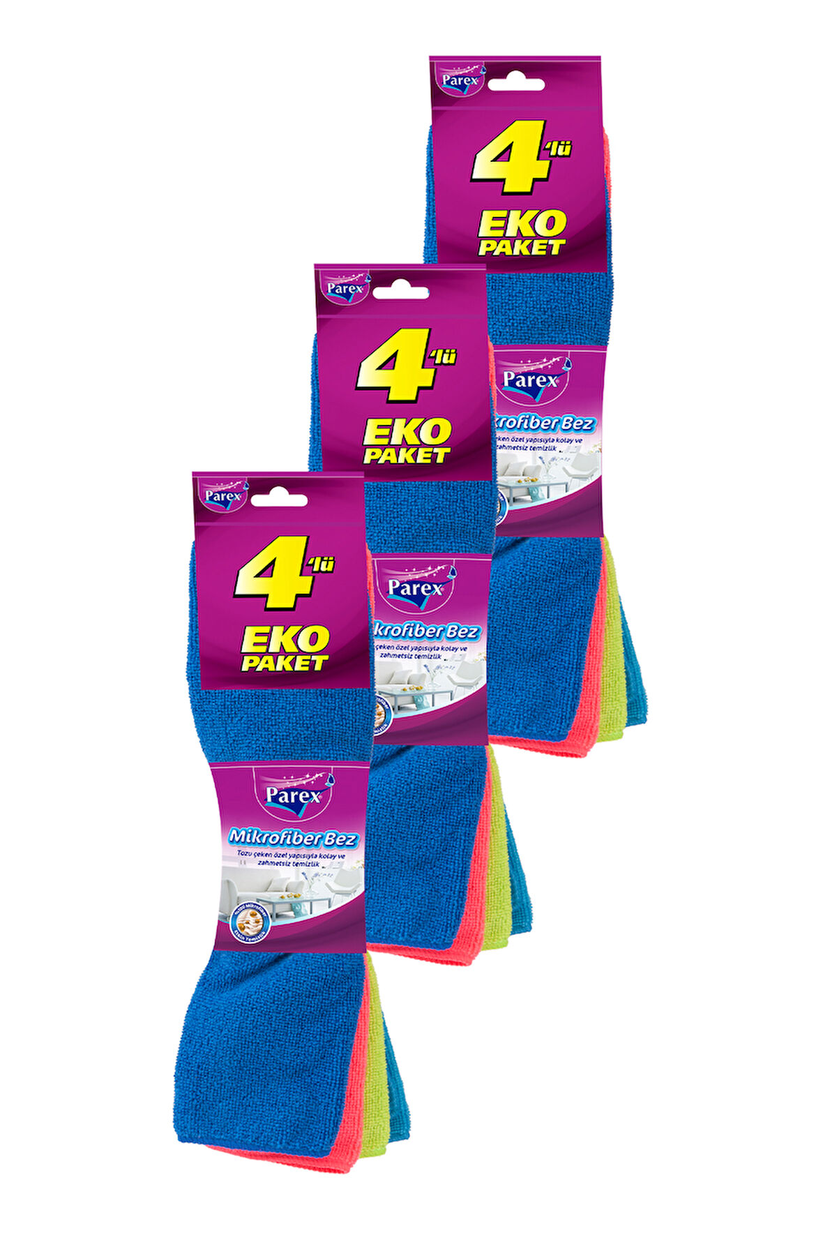 Mikrofiber 4'lü Temizlik Bezi Üçlü Paket
