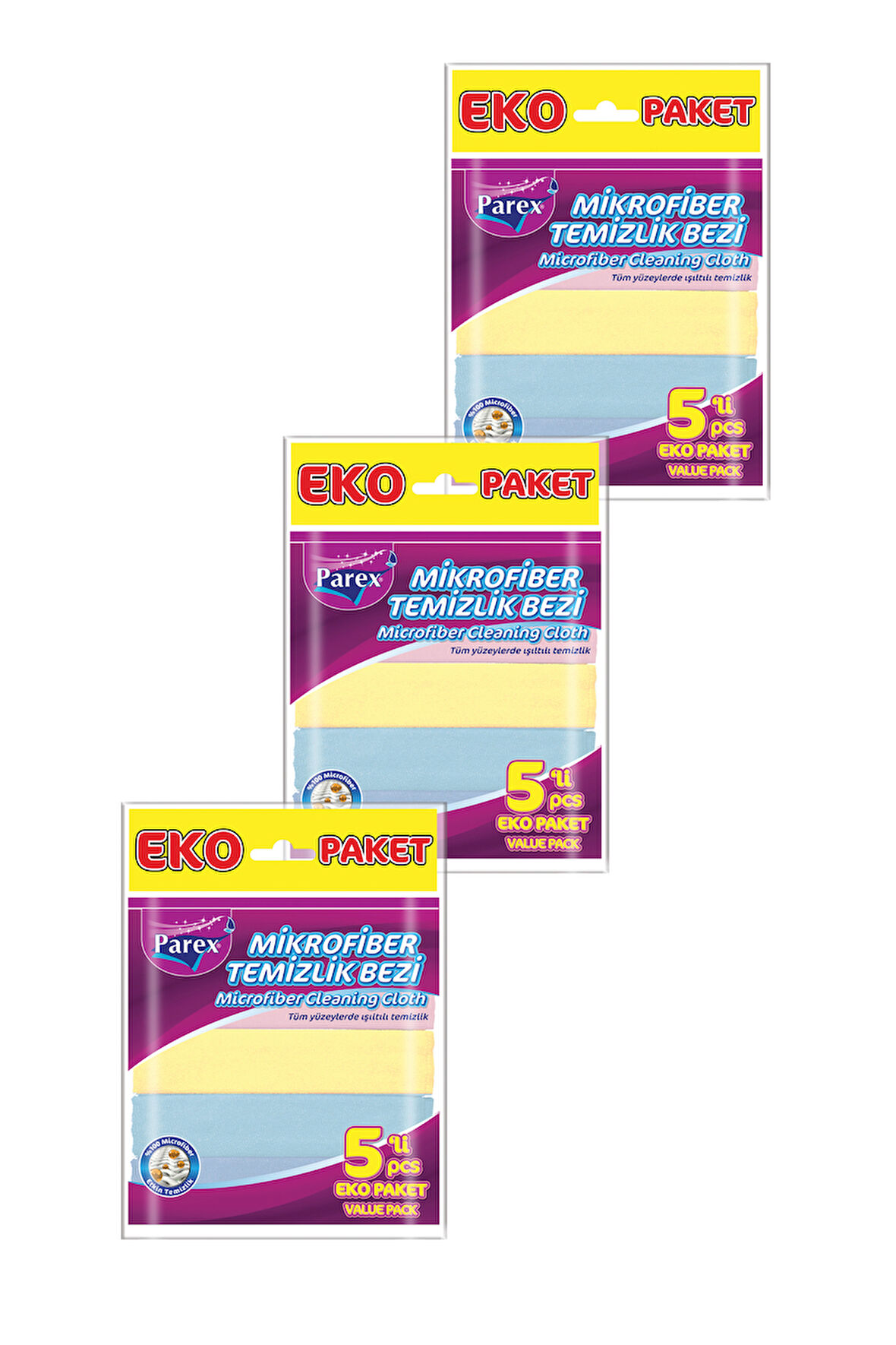Mikrofiber 5'li Temizlik Bezi Üçlü Paket